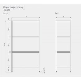 Regał 4 półki perforowane 700x400x1800mm