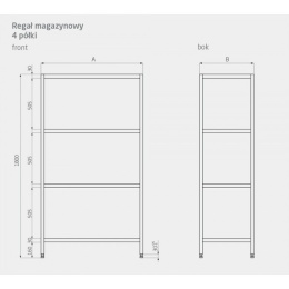 Regał 4 półki perforowane 1200x400x1800mm